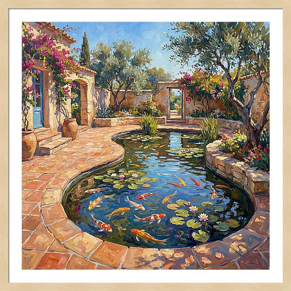 Koi Pond In A Mediterranean Garden