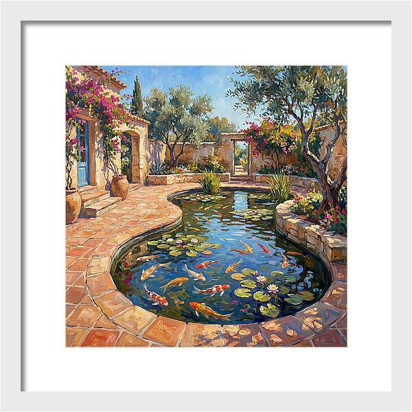 Koi Pond In A Mediterranean Garden