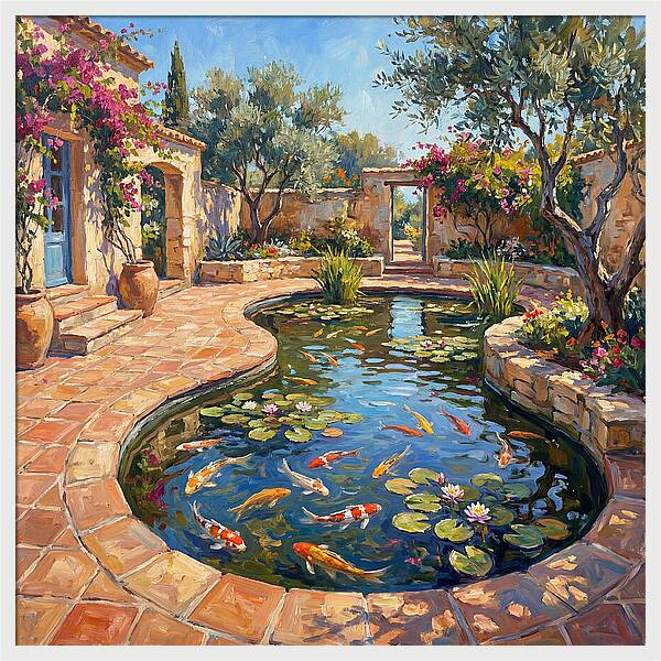 Koi Pond In A Mediterranean Garden