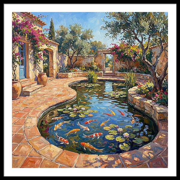 Koi Pond In A Mediterranean Garden