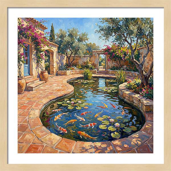 Koi Pond In A Mediterranean Garden