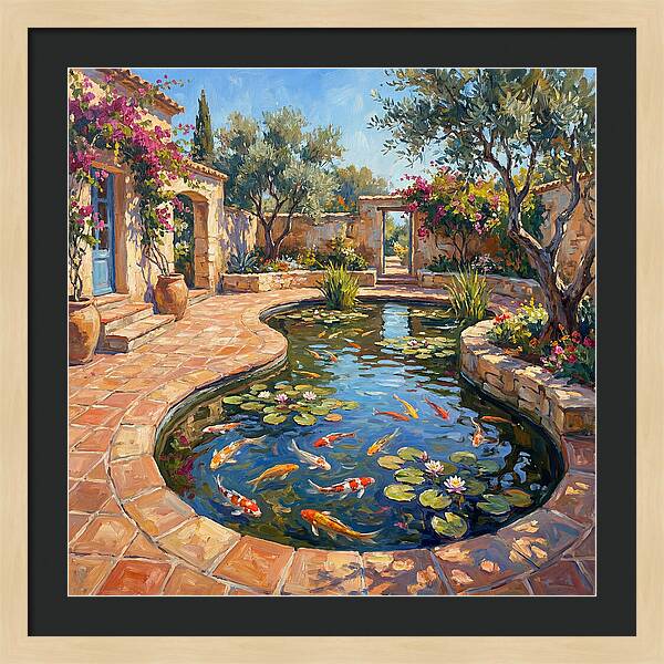 Koi Pond In A Mediterranean Garden