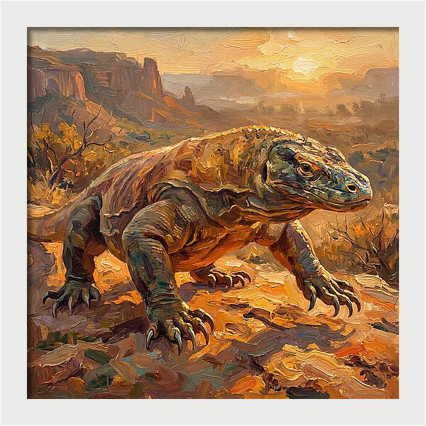 Komodo Dragon At Sunset