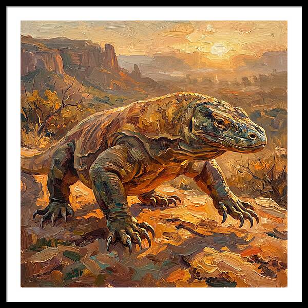 Komodo Dragon At Sunset