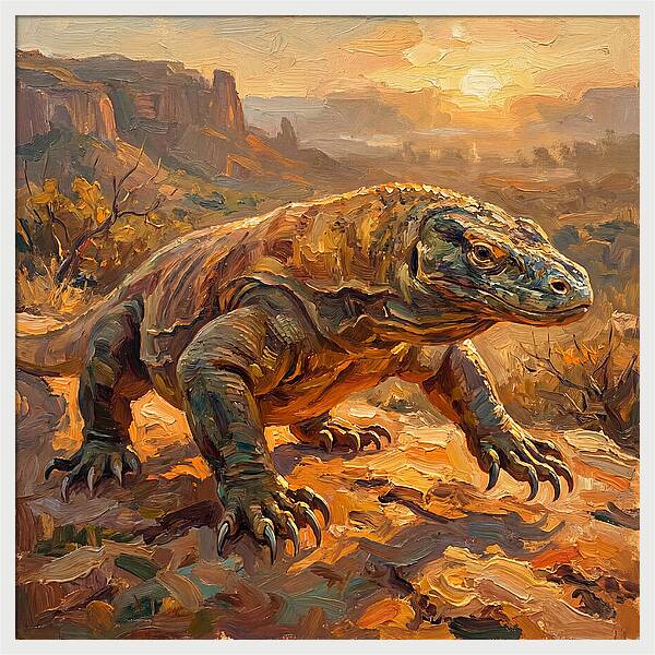 Komodo Dragon At Sunset