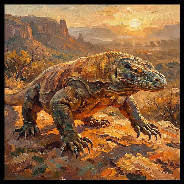 Komodo Dragon At Sunset