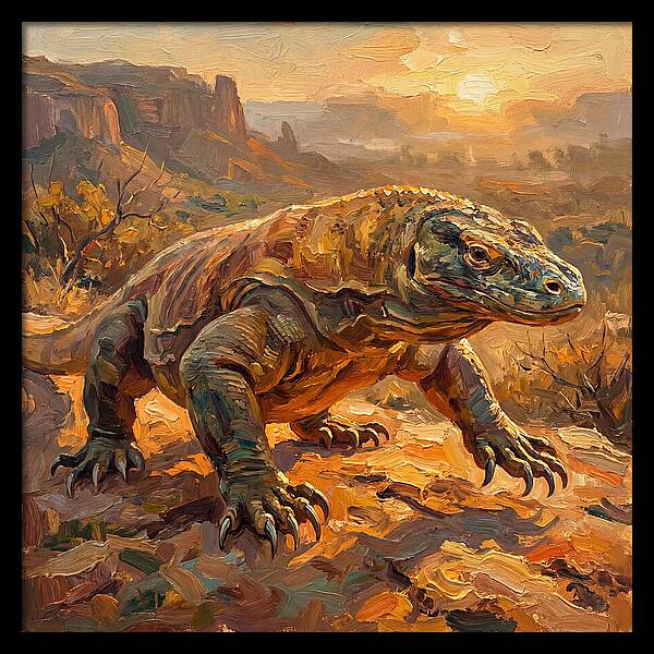 Komodo Dragon At Sunset