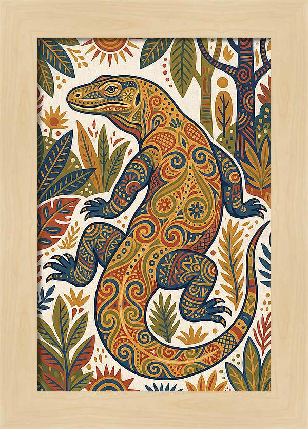 Komodo Dragon Folk Art