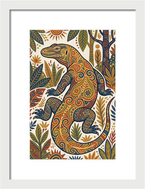 Komodo Dragon Folk Art