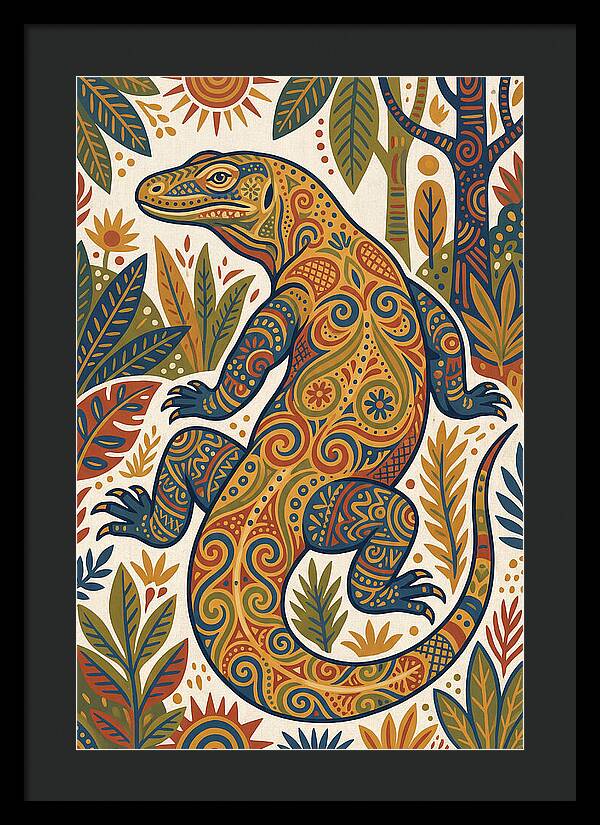 Komodo Dragon Folk Art