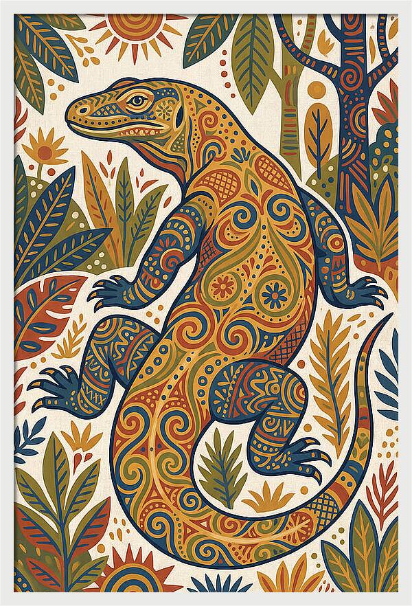 Komodo Dragon Folk Art