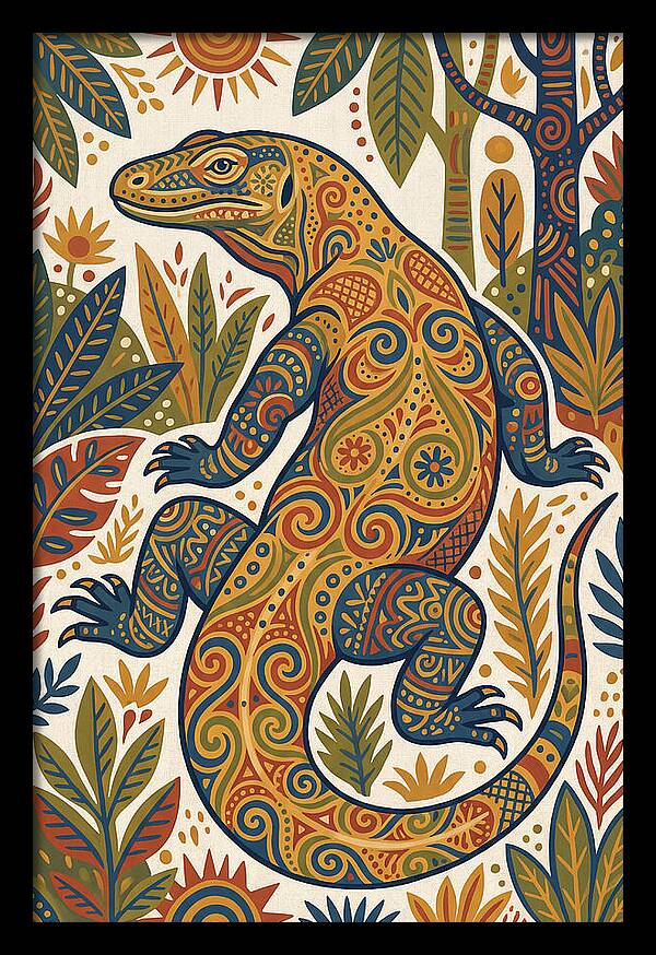 Komodo Dragon Folk Art