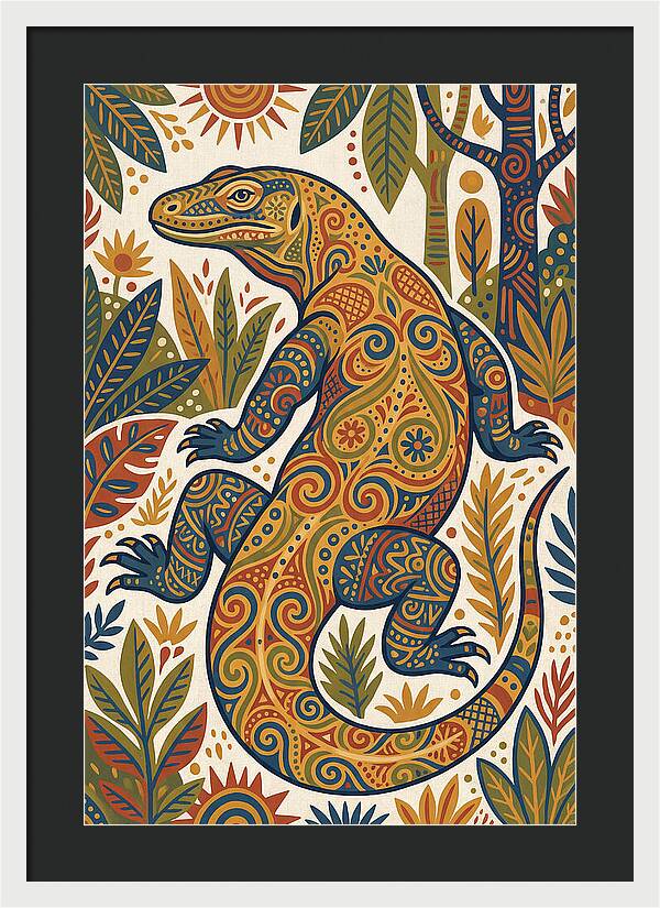 Komodo Dragon Folk Art