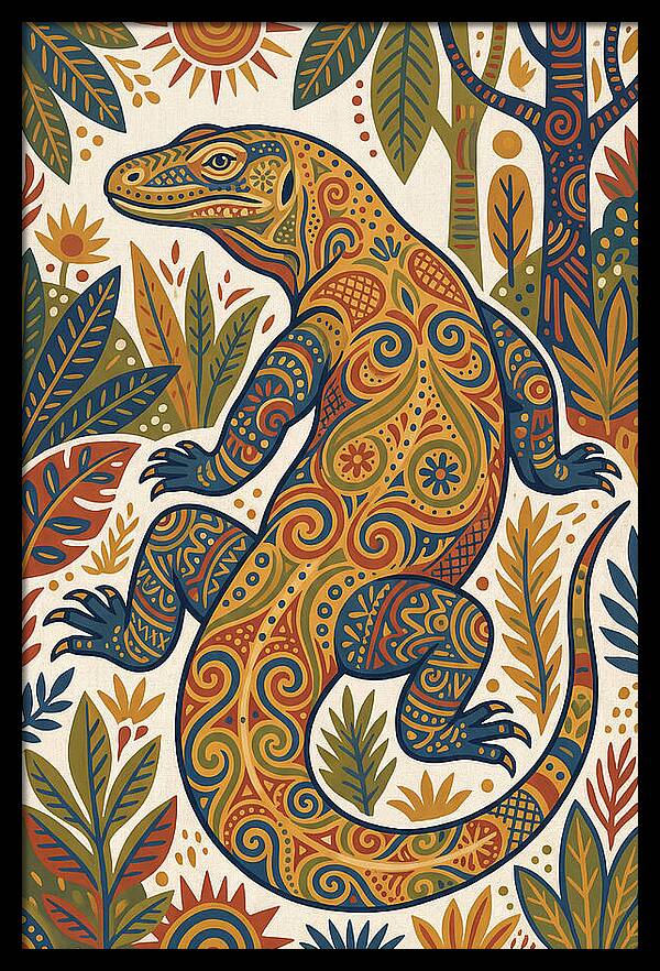 Komodo Dragon Folk Art