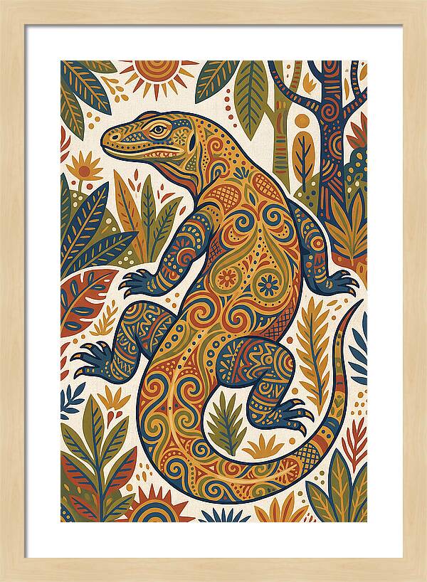 Komodo Dragon Folk Art