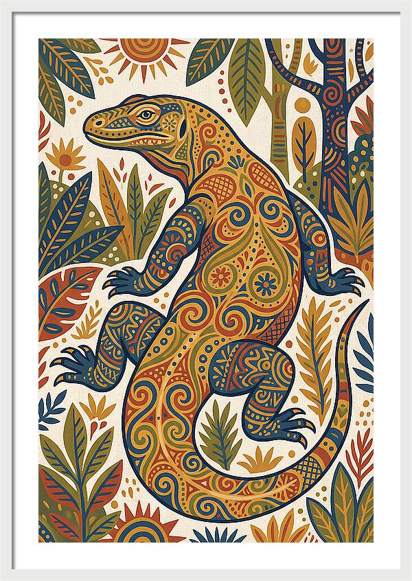 Komodo Dragon Folk Art