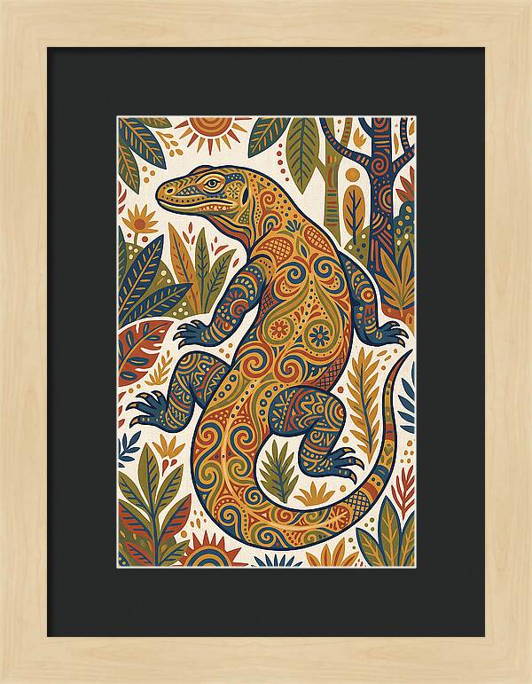 Komodo Dragon Folk Art