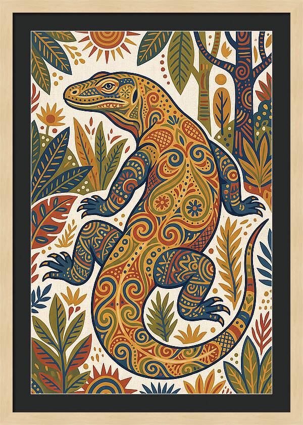 Komodo Dragon Folk Art