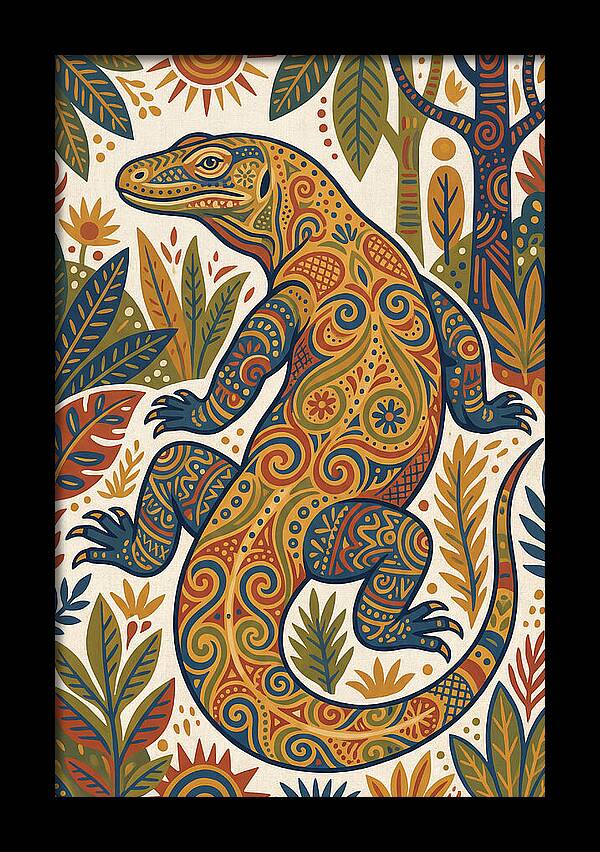 Komodo Dragon Folk Art