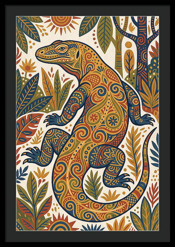 Komodo Dragon Folk Art