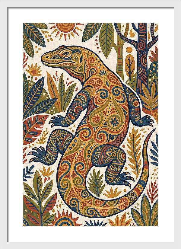 Komodo Dragon Folk Art