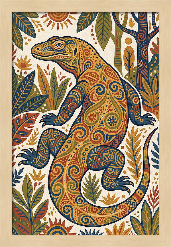 Komodo Dragon Folk Art