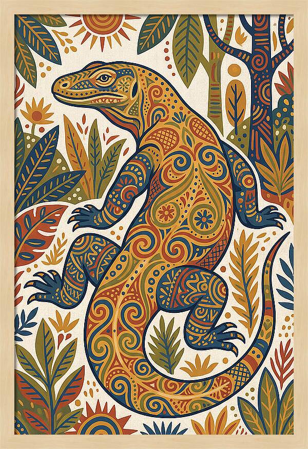 Komodo Dragon Folk Art