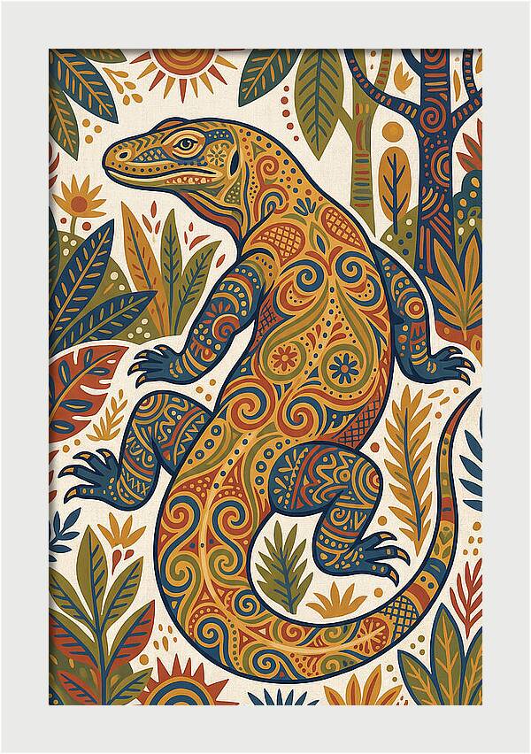 Komodo Dragon Folk Art