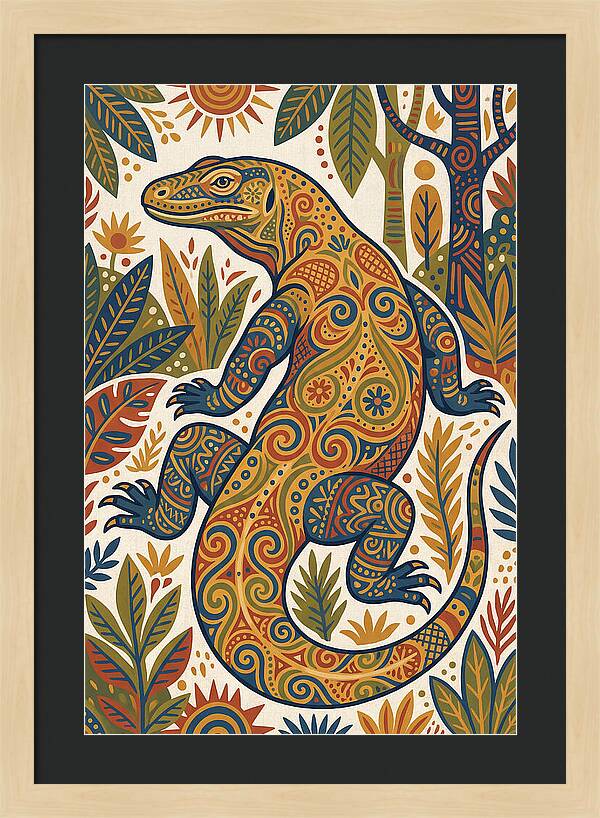 Komodo Dragon Folk Art