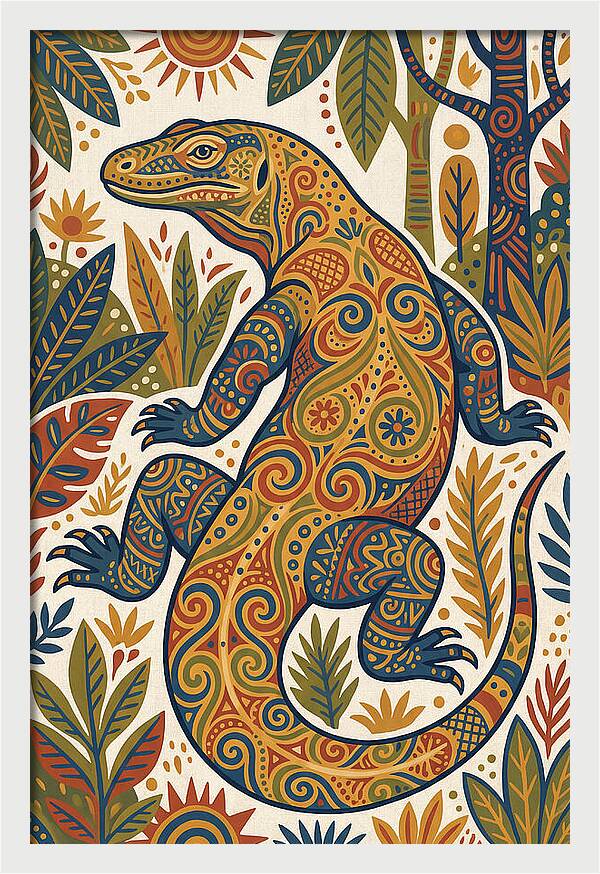 Komodo Dragon Folk Art