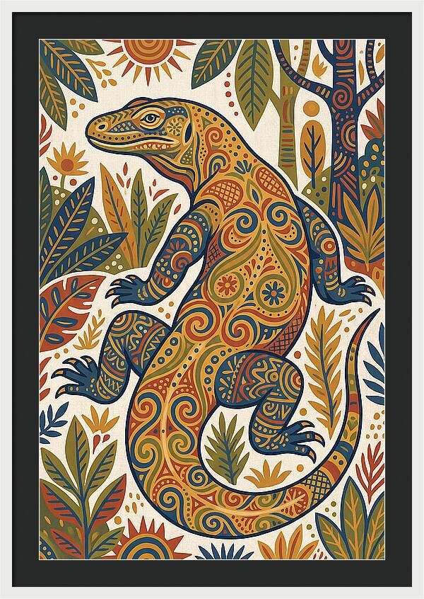 Komodo Dragon Folk Art