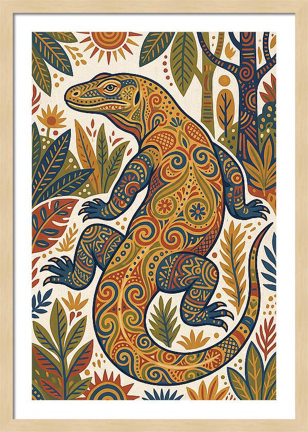 Komodo Dragon Folk Art