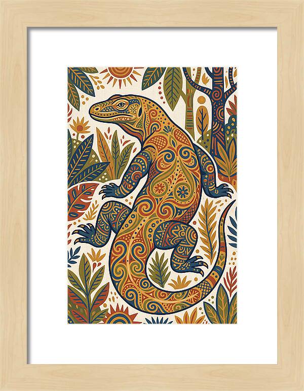 Komodo Dragon Folk Art