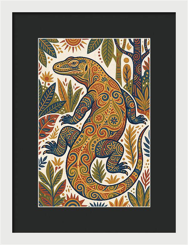 Komodo Dragon Folk Art