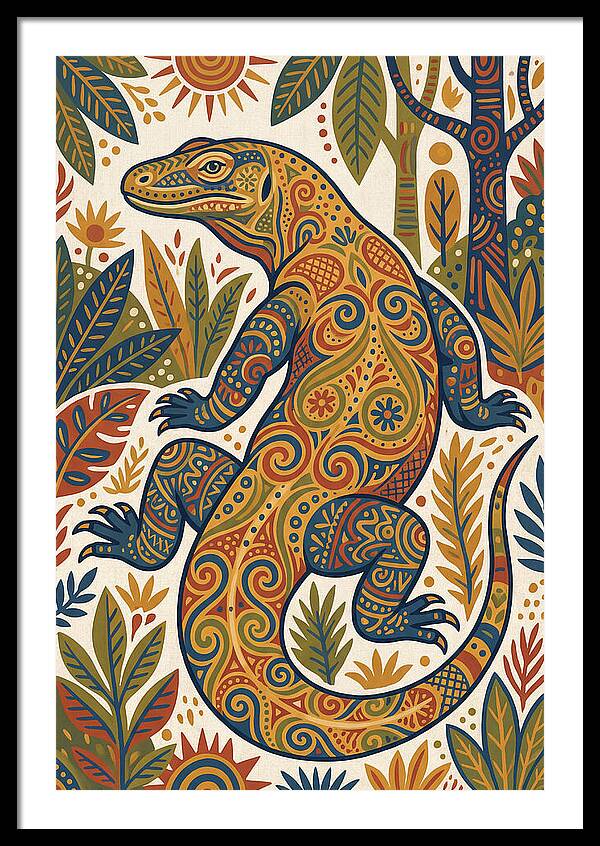 Komodo Dragon Folk Art