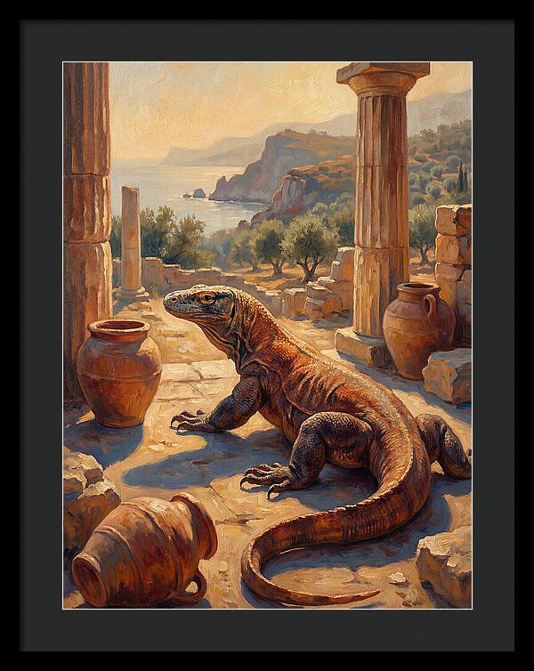 Komodo Dragon In Ancient Ruins