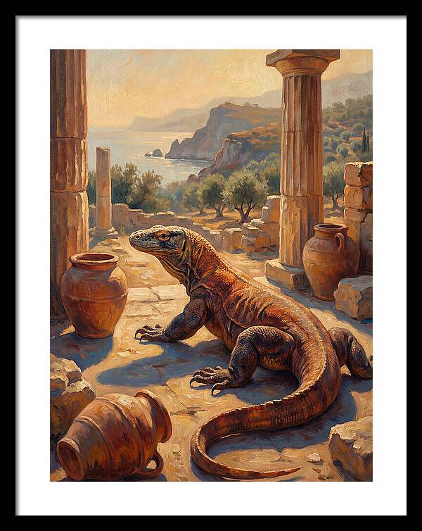 Komodo Dragon In Ancient Ruins