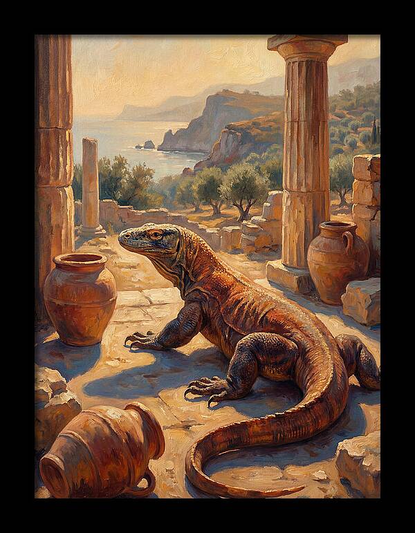 Komodo Dragon In Ancient Ruins