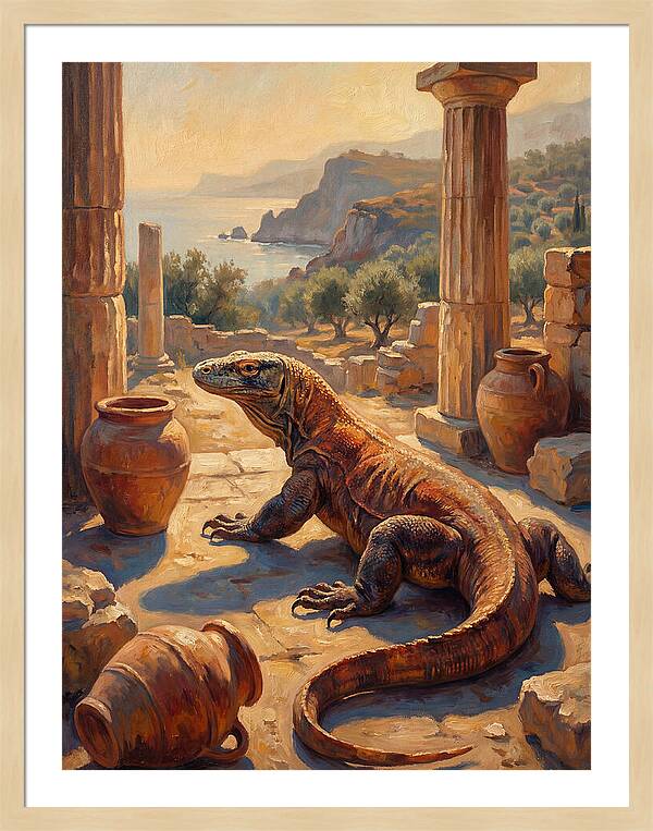 Komodo Dragon In Ancient Ruins