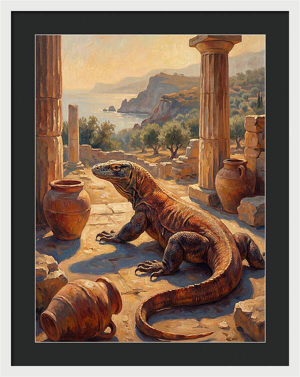 Komodo Dragon In Ancient Ruins