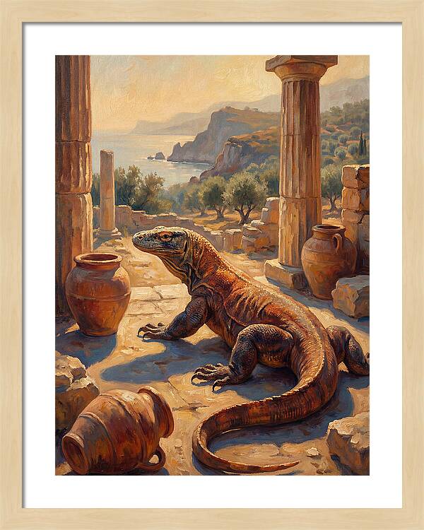 Komodo Dragon In Ancient Ruins