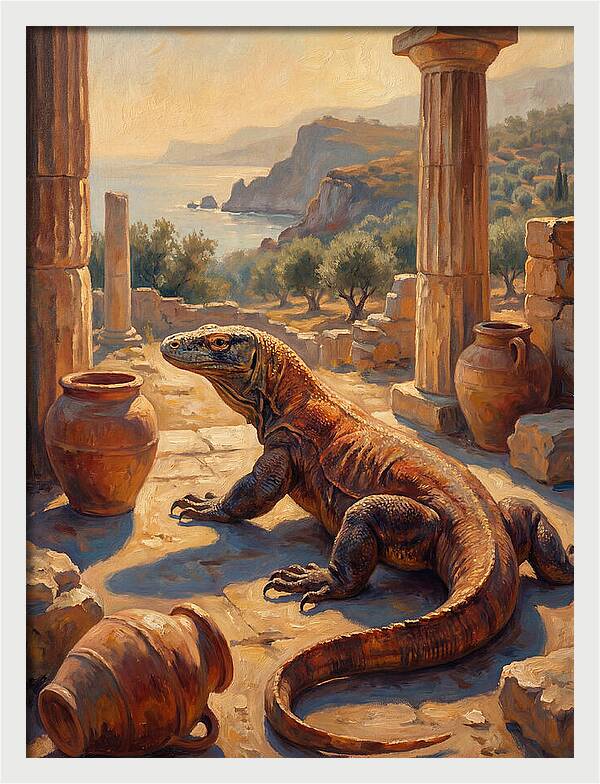 Komodo Dragon In Ancient Ruins