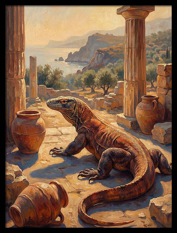 Komodo Dragon In Ancient Ruins