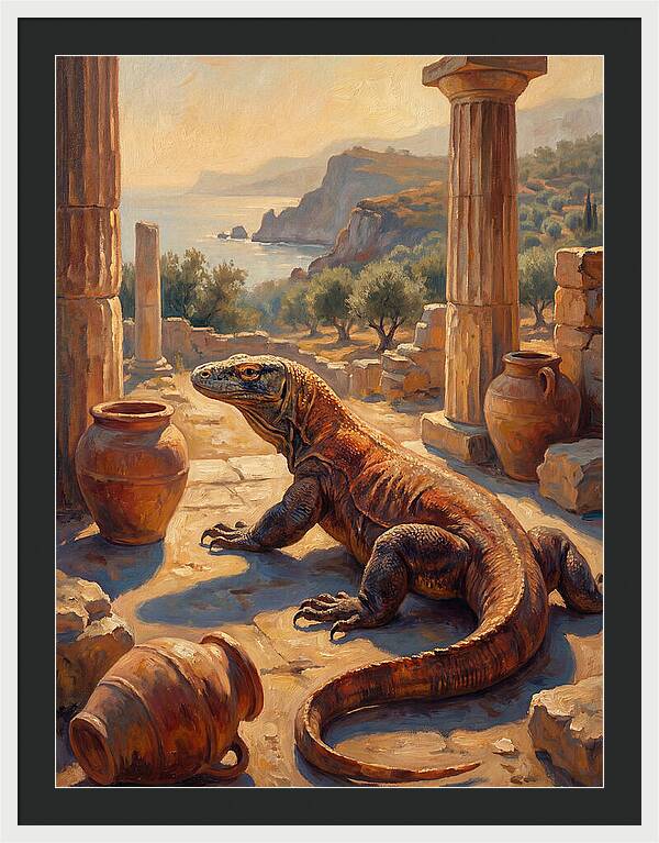Komodo Dragon In Ancient Ruins