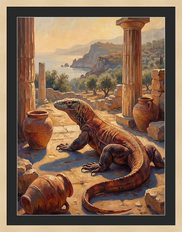 Komodo Dragon In Ancient Ruins