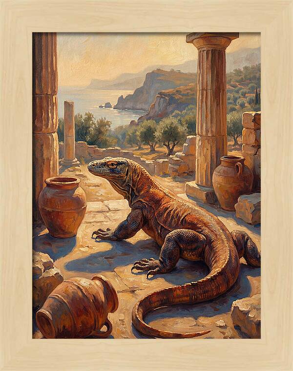 Komodo Dragon In Ancient Ruins