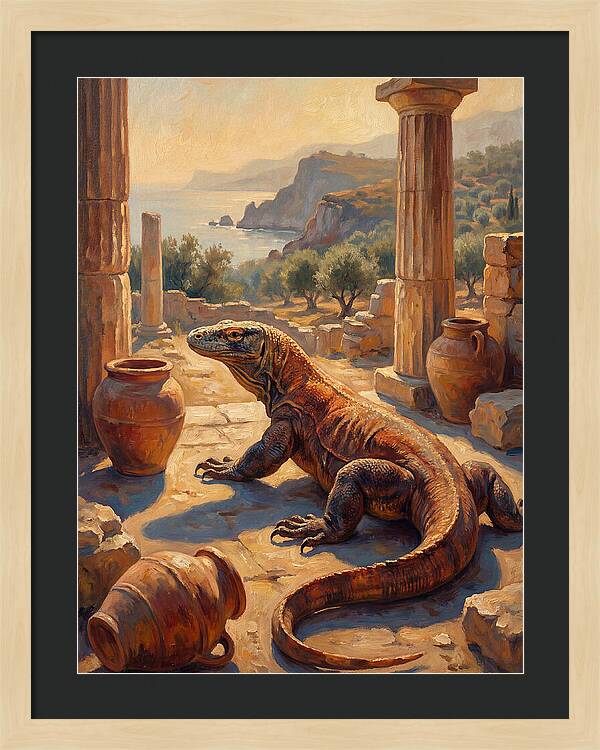 Komodo Dragon In Ancient Ruins