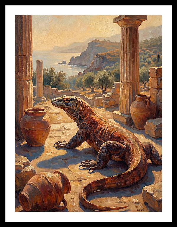 Komodo Dragon In Ancient Ruins