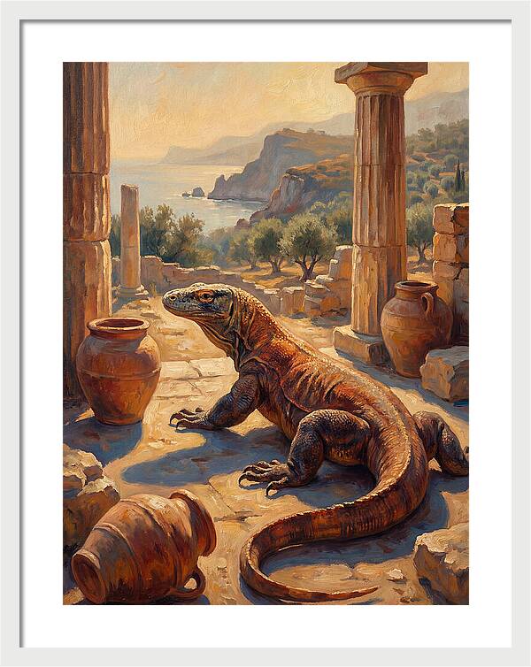 Komodo Dragon In Ancient Ruins