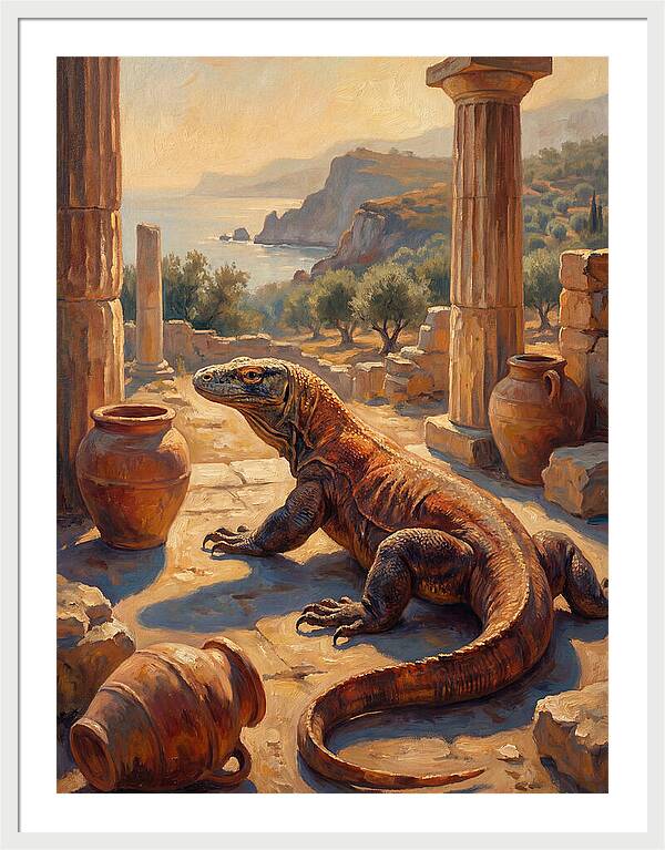 Komodo Dragon In Ancient Ruins